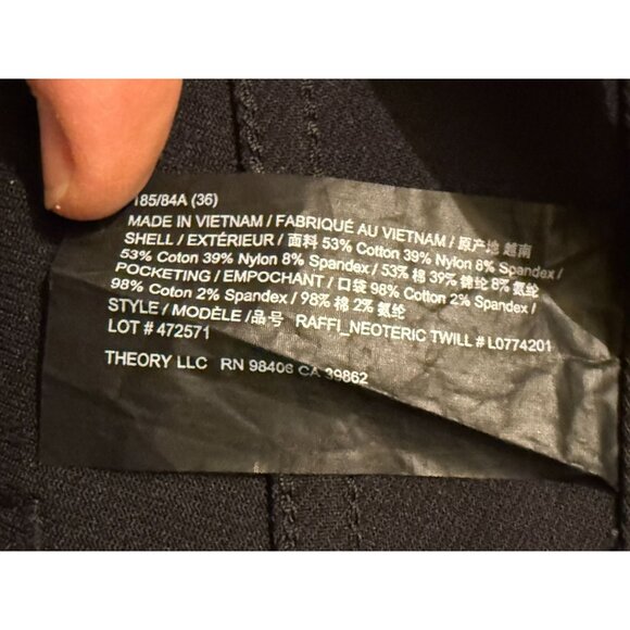 Theory Mens Black Raffi Neoteric Twill Pants Size 36 - Picture 4 of 12